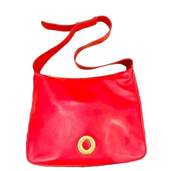 CELINE Red Lambskin Leather Convertible Crossbody Purse Bag - Picture 1 of 11